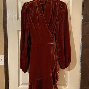 Banana Republic Rust Velvet Wrap Dress